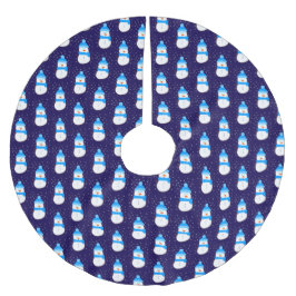 Blauer Schneemann in Flurry Polyester Weihnachtsbaumdecke