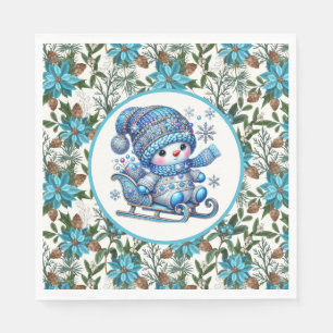 Blauer Schneemann Serviette