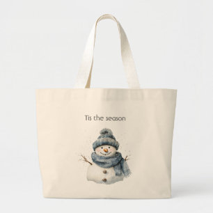 Blauer Schneemann Weihnachten Jumbo Stoffbeutel