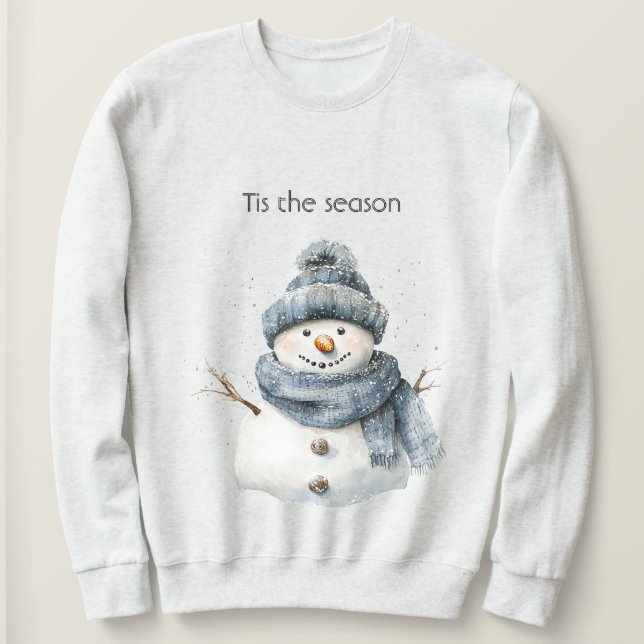 Blauer Schneemann Weihnachten Sweatshirt (Design vorne)