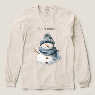 Blauer Schneemann Weihnachten Tri-Blend Shirt
