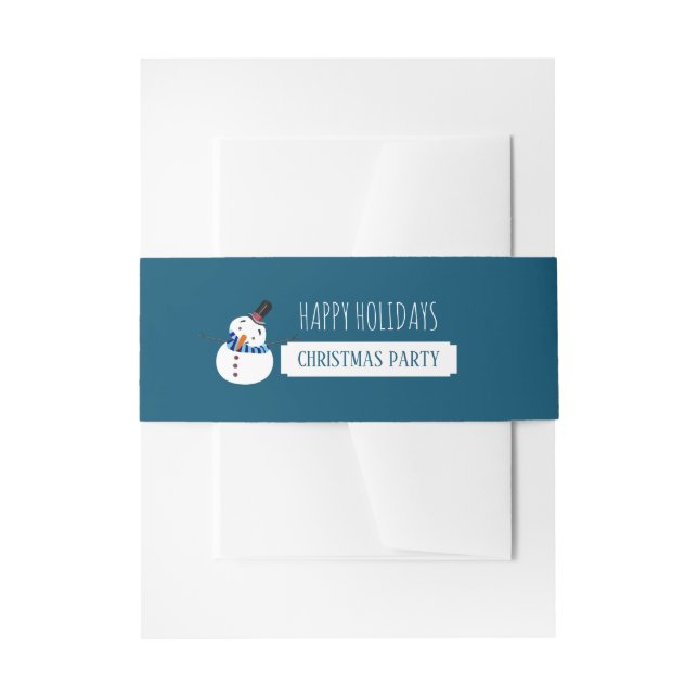 Blauer Schneemann, Weihnachts-Party Einladungsbanderole (Vorderseite Beispiel)