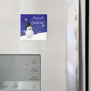 Blauer Schneemann Winterlandschaft Weihnachtsmagne Magnet