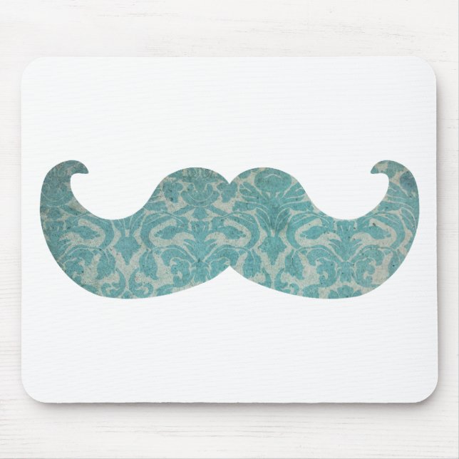 Blauer Schnurrbart - Vintager Damast Mousepad (Vorne)
