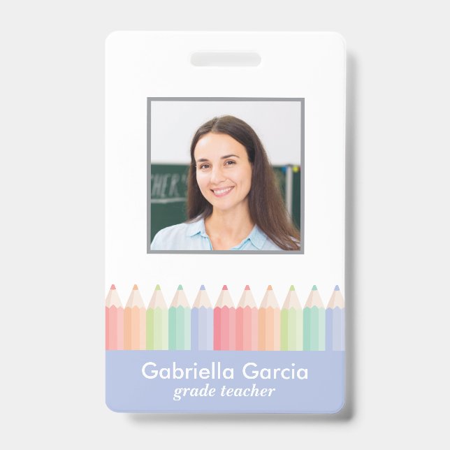 Blauer Schul-Lehrer-Barcode-Photoausweis Ausweis (Vorderseite)