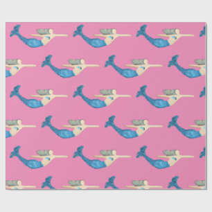 Blauer Schwanz Mermaid Schwimmbad Thunder_Cove Geschenkpapier