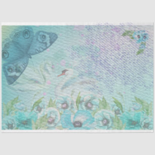 Blauer Schwanz und Schmetterling Seidenpapier
