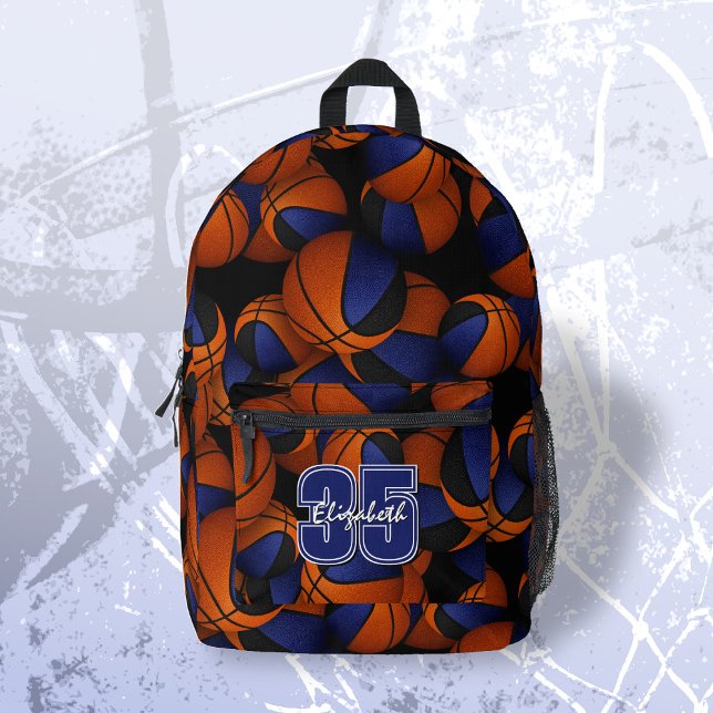 Blauer schwarzer Basketball-Teamname Bedruckter Rucksack (Von Creator hochgeladen)
