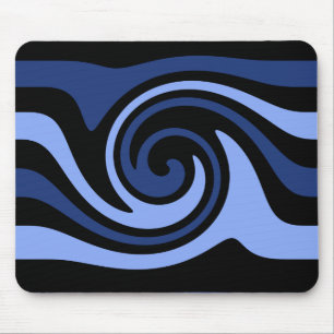 Blauer schwarzer Swirl Mousepad