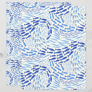 Blauer schwimmender Ozeanfisch - helles Scrapbook-