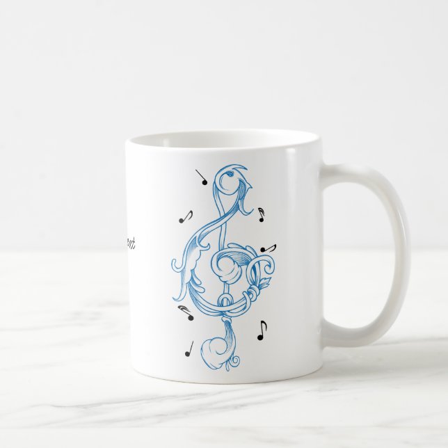 Blauer Scrollwork-Sol-Tastenkombination Kaffeetasse (Rechts)