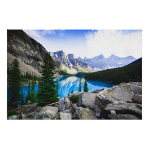 Blauer See Rocky Mountain Pinienwald Poster