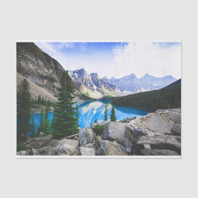 Blauer See Rocky Mountain Pinienwald Seidenpapier (Vorderseite)