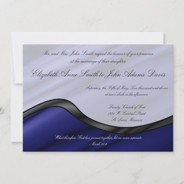 Blauer Seidenwind Einladung zum Hochzeitsauftakt (Vorderseite)