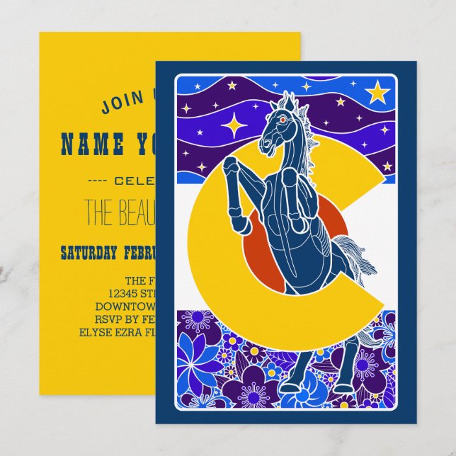 Blauer Senf Einladung (Vorne/Hinten)