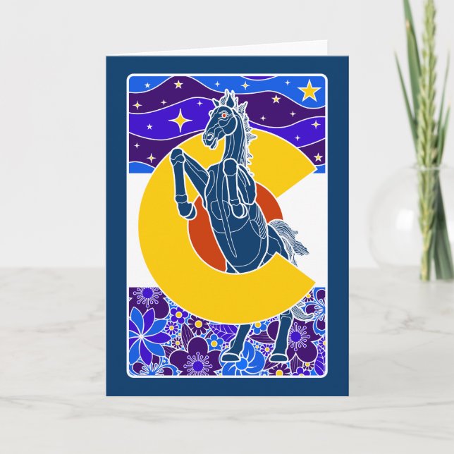 Blauer Senf Feiertagskarte (Vorderseite)