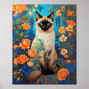 Blauer Siamese Katze Botanischer Garten Poster