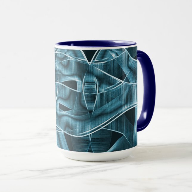 Blauer, sich überlappender Streifen, hervorgehoben Tasse (VorderseiteRechts)