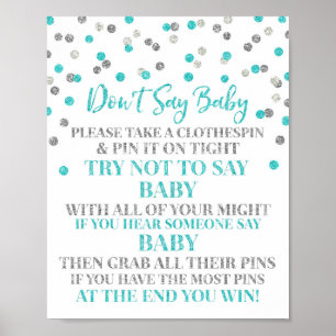 Blauer silberner Confetti sagen nicht Poster