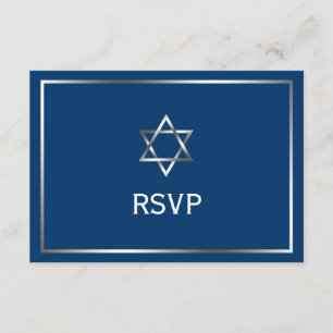 Blauer silberner Davidsstern Bar Mitzvah UAWG RSVP Karte