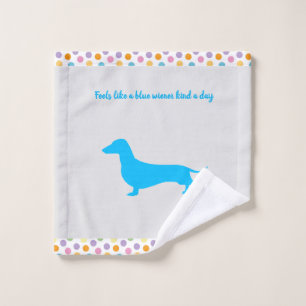 Blauer Silhouette-Dachshund-Waschlappen Waschlappen
