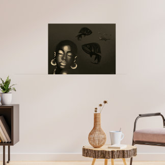 Blauer Sirenen-Kunstposter Poster