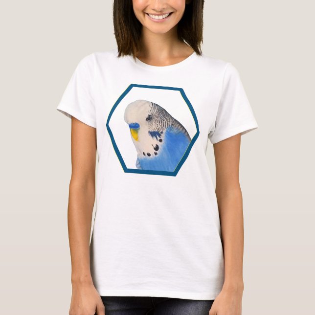 Blauer Sittich lustiger Wellensittich - Malerei T-Shirt (Vorderseite)