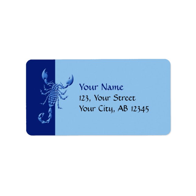 Blauer Skorpion Adressaufkleber (Vorne)