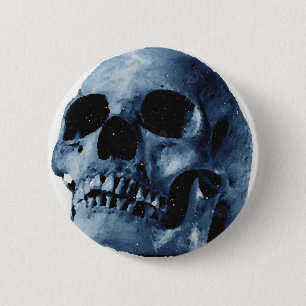 Blauer Skull Button