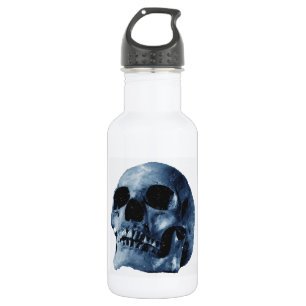 Blauer Skull Edelstahlflasche