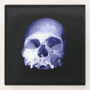 Blauer Skull Glasuntersetzer