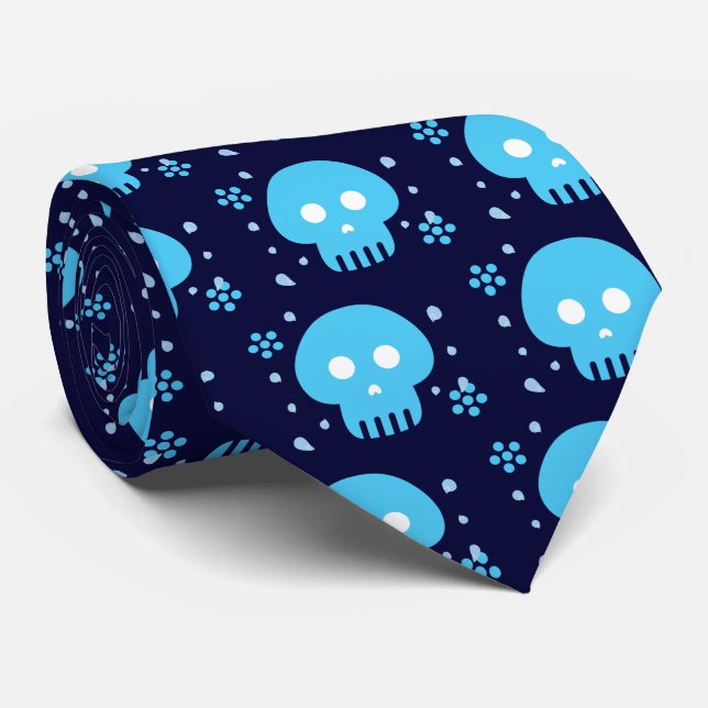 Blauer Skull Krawatte (Gerollt)