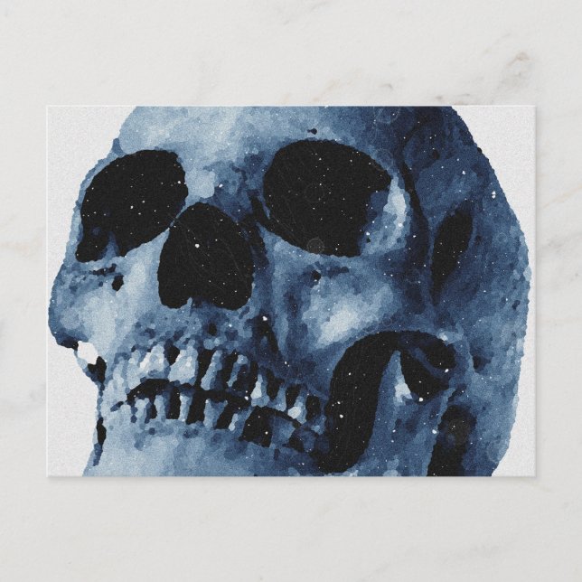 Blauer Skull Postkarte (Vorderseite)