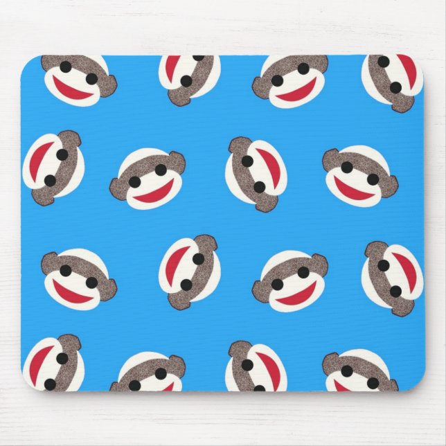 Blauer Socken-Affe-Junge Mousepad (Vorne)