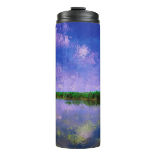 Blauer Sommer Himmel und Wasser Thermosbecher