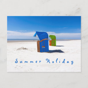 Blauer Sommerurlaub Foto mit Text Postkarte