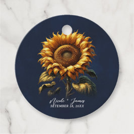Blauer Sonnenblumen Hochzeitsstich Brautparty Geschenkanhänger