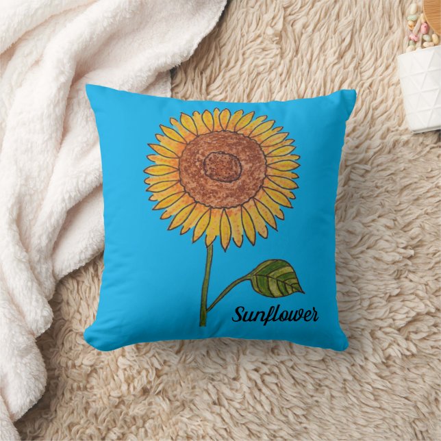 Blauer Sonnenblumen Kissen (Decke)