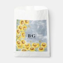 Blauer Sonnenblumen Monogramm Hochzeit