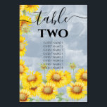 Blauer Sonnenblumen Monogramm Hochzeit Tischnummer<br><div class="desc">Dieses Design besticht durch einen staubblauen Aquarellhintergrund mit rustikalen gelben Sonnenblumen und einem modernen Monogramm. Ein rustikales Hochzeitsdesign im Landhausstil mit modernen Tischnummern. Auch die passenden Hochzeitseinladungen und andere Schreibwaren sind verfügbar. Passen Sie die Anzahl an und erwerben Sie jede Tabellennummer individuell, je nachdem, wie viele Tischnummern Sie benötigen.</div>