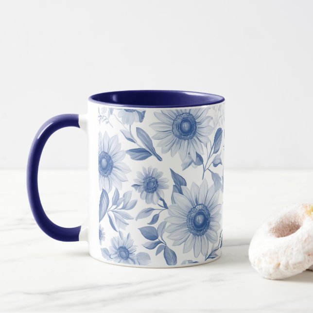 Blauer Sonnenblumen Tasse (Mit Donut)