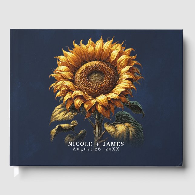 Blauer Sonnenblumenzug Gästebuch (Vorderseite)