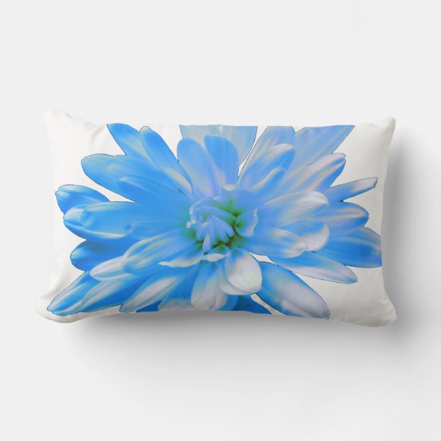 Blauer Sonnenschein, Zinnie, Sonnenblumen Lendenkissen (Vorderseite)