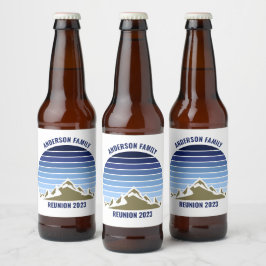 Blauer Sonnenuntergang individuell anpassbares Par Bierflaschenetikett