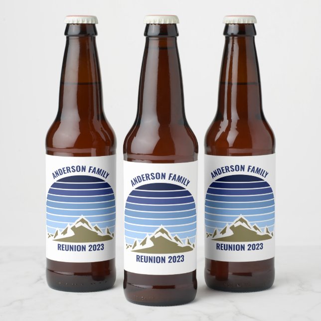 Blauer Sonnenuntergang individuell anpassbares Par Bierflaschenetikett (Flaschen)