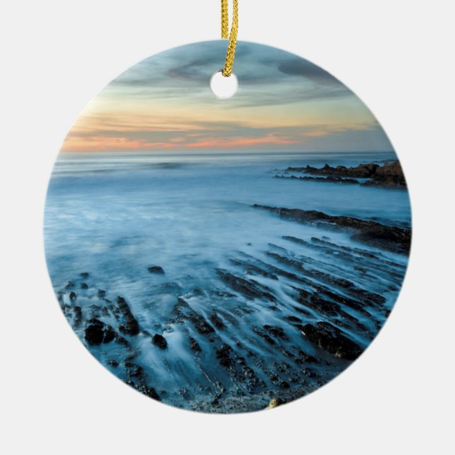 Blauer Sonnenuntergang, Kalifornien Keramik Ornament (Vorne)