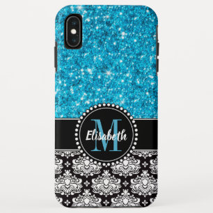 Blauer Sparkle-Glitzer, Damask, Girly Mobile Case-Mate iPhone Hülle