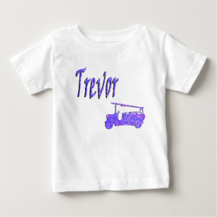 Blauer Sparkle-Trevor, Name, mit Feuerzug, Baby T-shirt