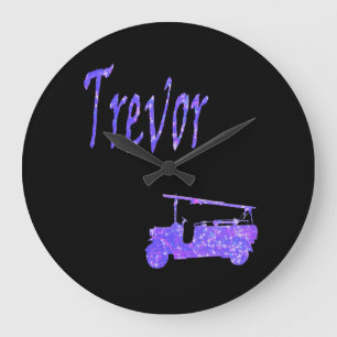 Blauer Sparkle-Trevor, Name, mit Feuerzug, Große Wanduhr