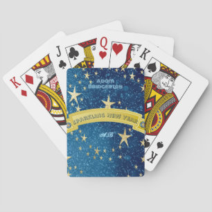 Blauer Sparkling Neues Jahr Golden Dark Starry Nig Spielkarten